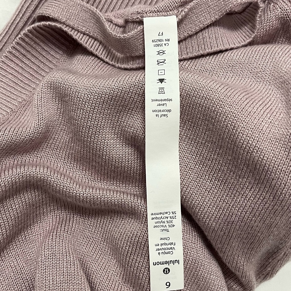 Lululemon Unity Drop Back Sweater Smoky Blush Pink Size 6 Longline Lightweight - Picture 10 of 10